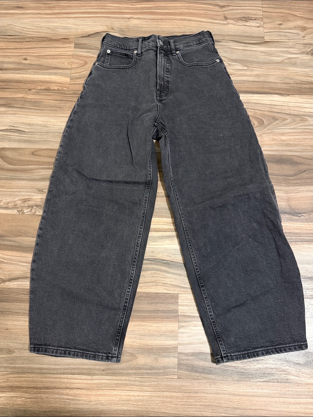 Everlane The Way High Jeans High Rise Barrel Wide Leg Washed Black 27R Capsule